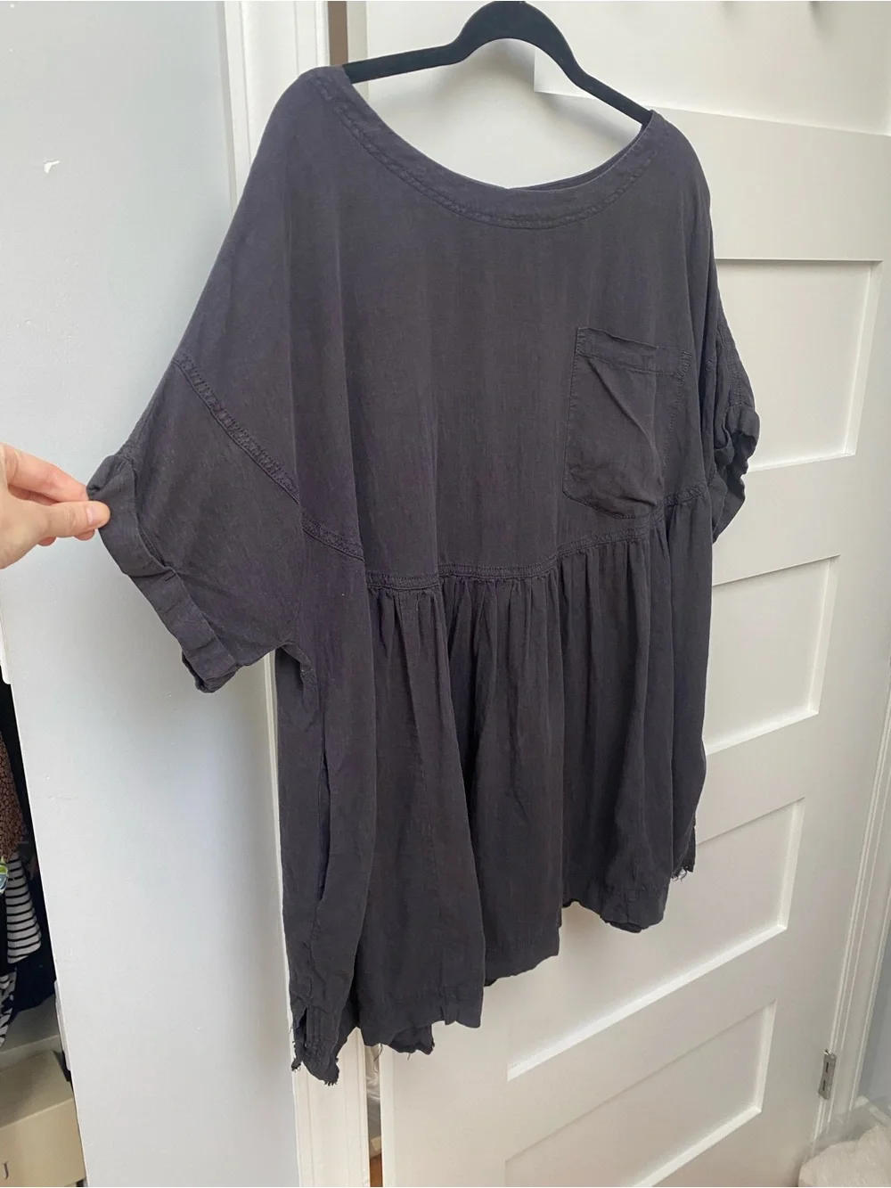 Free People moon city relaxed fit short sleeve gray blouse - Picture 5 of 10